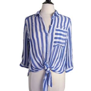 VIXBE: tie up striped blouse